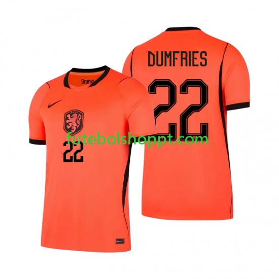 Camisola Homem Países Baixos Denzel Dumfries 22 Principais Equipamento Copa do Mundo 2026 Manga Curta