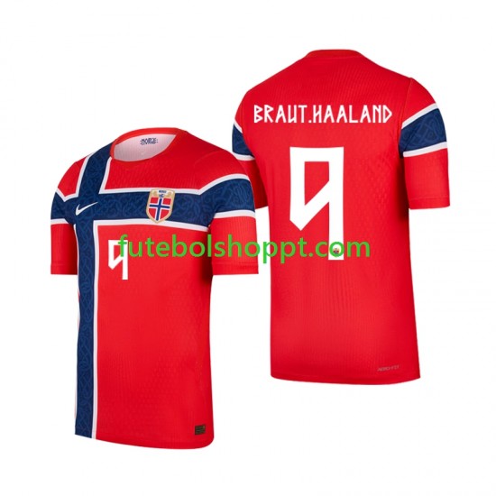 Camisola Homem Noruega Erling Haaland 9 Principais Equipamento Copa do Mundo 2026 Manga Curta