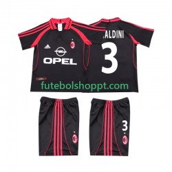 Camisola Júnior AC Milan MALDINI 3 2000 2001 Retro Terceiro Equipamento Manga Curta