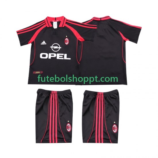 Camisola Júnior AC Milan 2000 2001 Retro Terceiro Equipamento Manga Curta