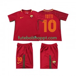 Camisola Júnior AS Roma Totti 10 2017-2018 Retro Principais Equipamento Manga Curta