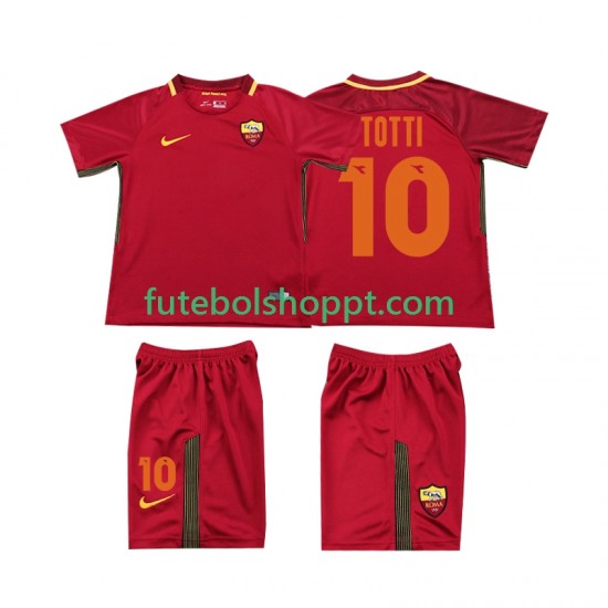 Camisola Júnior AS Roma Totti 10 2017-2018 Retro Principais Equipamento Manga Curta