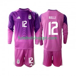 Camisola Júnior Argentina Geronimo Rulli 12 Guarda-redes Principais Equipamento 2025 Manga Comprida