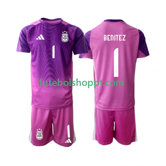 Camisola Júnior Argentina Walter Daniel Benitez 1 Guarda-redes Principais Equipamento 2025 Manga Curta