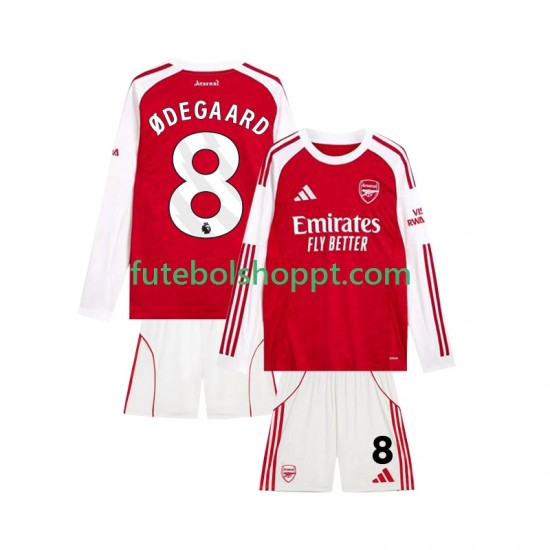 Camisola Júnior Arsenal Martin Odegaard 8 Principais Equipamento 2025-2026 Manga Comprida