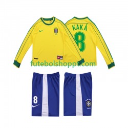 Camisola Júnior Brasil KAKA 8 Retro Principais Equipamento 1998 Manga Comprida