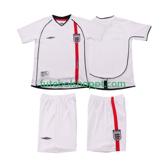 Camisola Júnior Inglaterra Retro Principais Equipamento 2002 Manga Curta