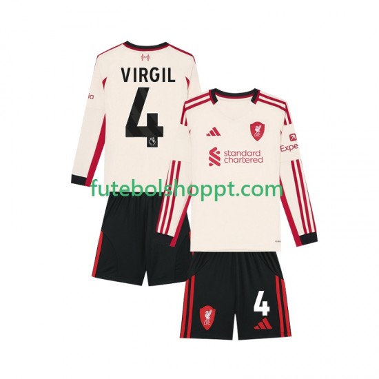 Camisola Júnior Liverpool Virgil van Dijk 4 Alternativa Equipamento 2025-2026 Manga Comprida