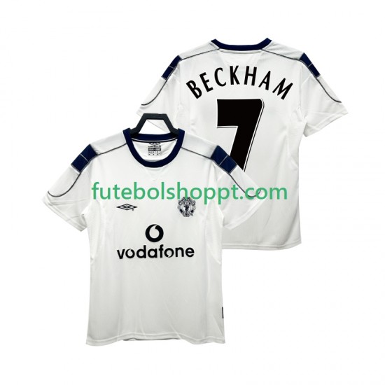 Camisola Homem Manchester United BECKHAM 7 2000 2001 Retro Alternativa Equipamento Manga Curta