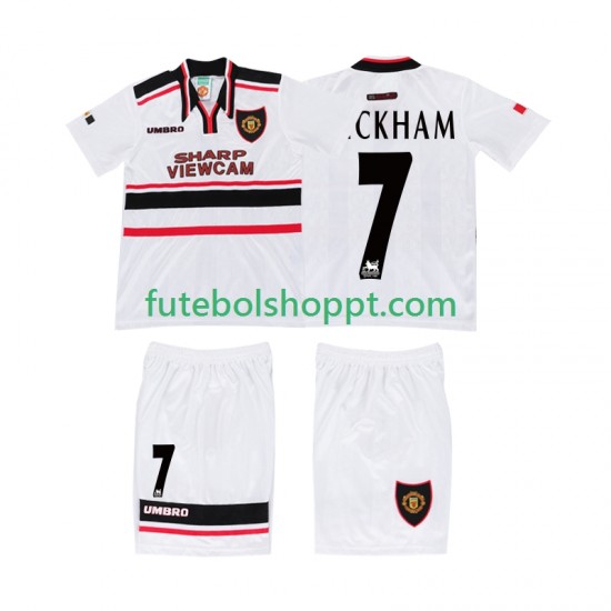 Camisola Júnior Manchester United BECKHAM 7 Retro Alternativa Equipamento 1998 Manga Curta