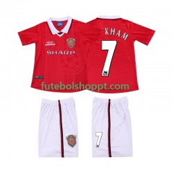 Camisola Júnior Manchester United BECKHAM 7 2000 Retro Principais Equipamento 1999 Manga Curta