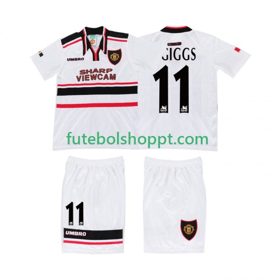 Camisola Júnior Manchester United GIGGS 11 Retro Alternativa Equipamento 1998 Manga Curta
