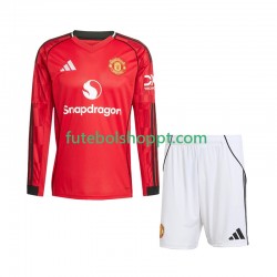 Camisola Júnior Manchester United Principais Equipamento 2025-2026 Manga Comprida