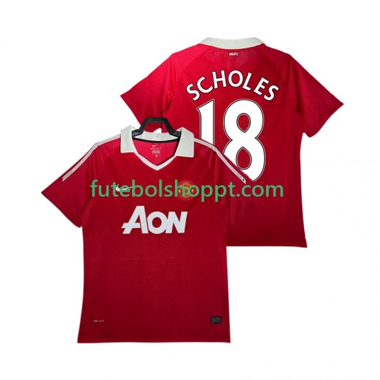 Camisola Homem Manchester United SCHOLES 18 Retro Principais Equipamento 2011 2010 Manga Curta