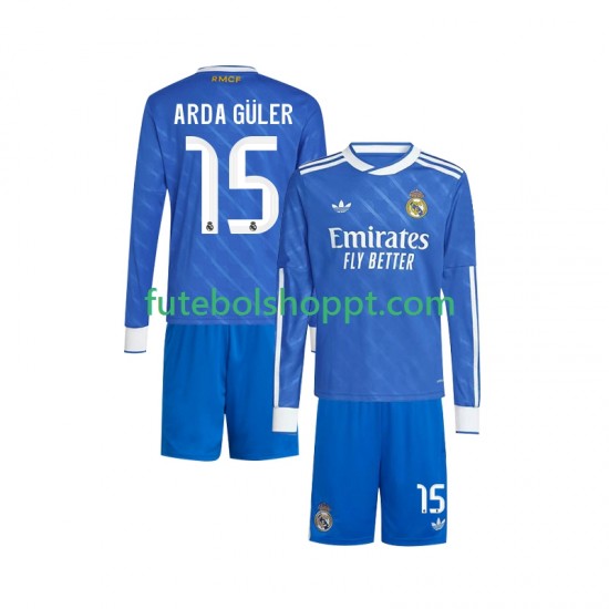 Camisola Júnior Real Madrid Arda Guler 15 Terceiro Equipamento 2025-2026 Manga Comprida
