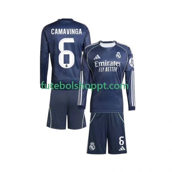 Camisola Júnior Real Madrid Camavinga 6 Alternativa Equipamento 2025-2026 Manga Comprida