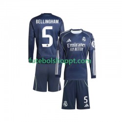 Camisola Júnior Real Madrid Jude Bellingham 5 Alternativa Equipamento 2025-2026 Manga Comprida Camisola Júnior Real Madrid Jude Bellingham 5 Alternativa Equipamento 2025-2026 Manga Comprida
