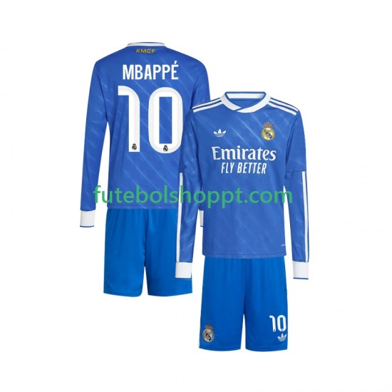 Camisola Júnior Real Madrid Mbappé Kylian 10 Terceiro Equipamento 2025-2026 Manga Comprida