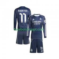 Camisola Júnior Real Madrid Rodrygo 11 Alternativa Equipamento 2025-2026 Manga Comprida