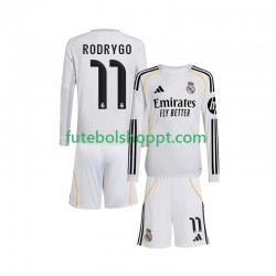 Camisola Júnior Real Madrid Rodrygo 11 Principais Equipamento 2025-2026 Manga Comprida