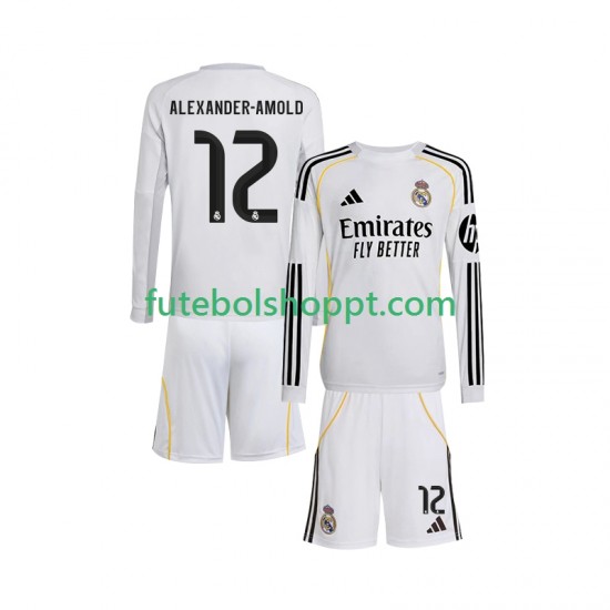 Camisola Júnior Real Madrid Trent Alexander-Arnold 12 Principais Equipamento 2025-2026 Manga Comprida