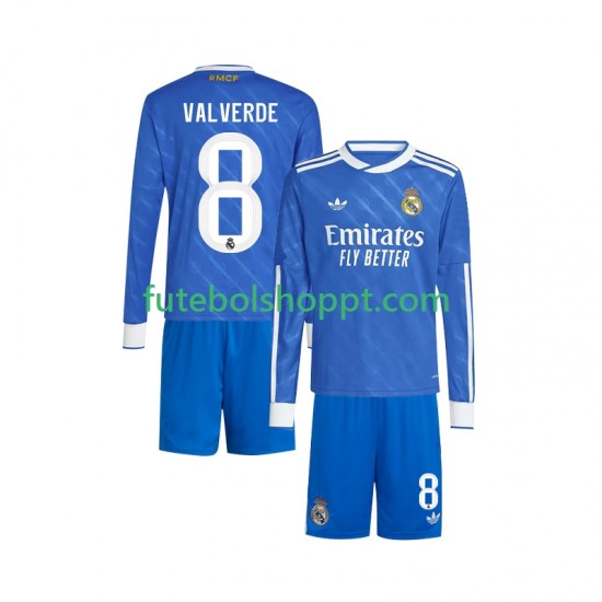 Camisola Júnior Real Madrid Valverde 8 Terceiro Equipamento 2025-2026 Manga Comprida