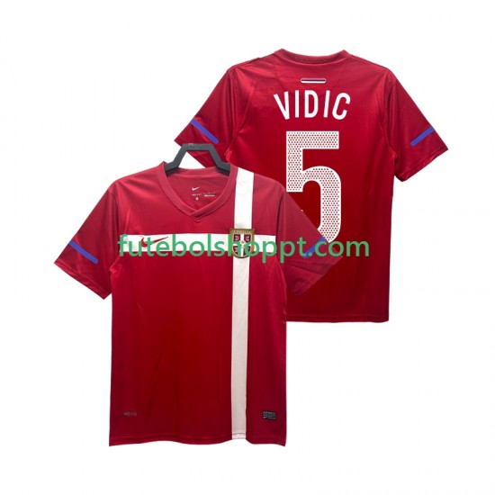 Camisola Homem Sérvia VIDIC 5 Retro Principais Equipamento 2010 Manga Curta