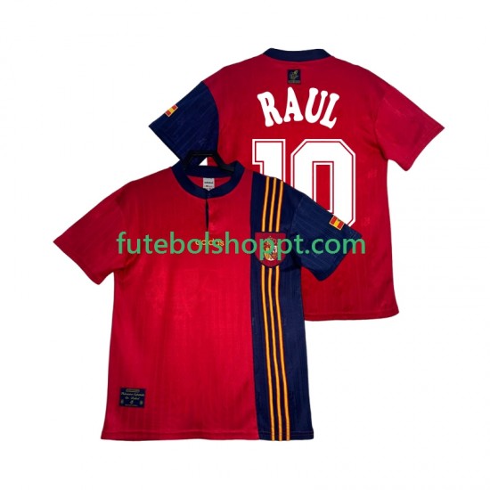 Camisola Homem Espanha RAUL 10 1996 Retro Principais Equipamento Manga Curta